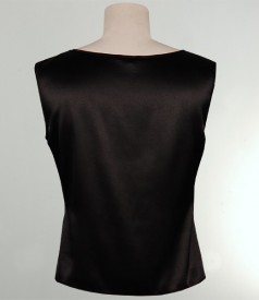 Satined black elastic blouse