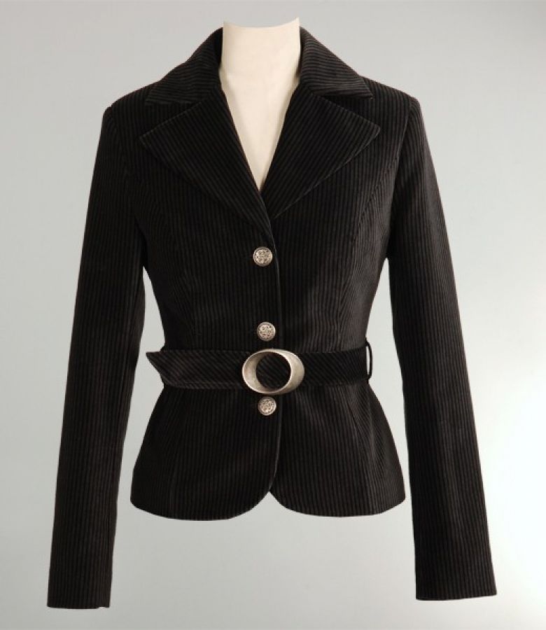 Black striped cotton velvet jacket