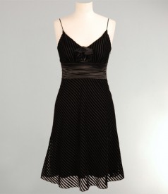 Black velvet dress with satin trim