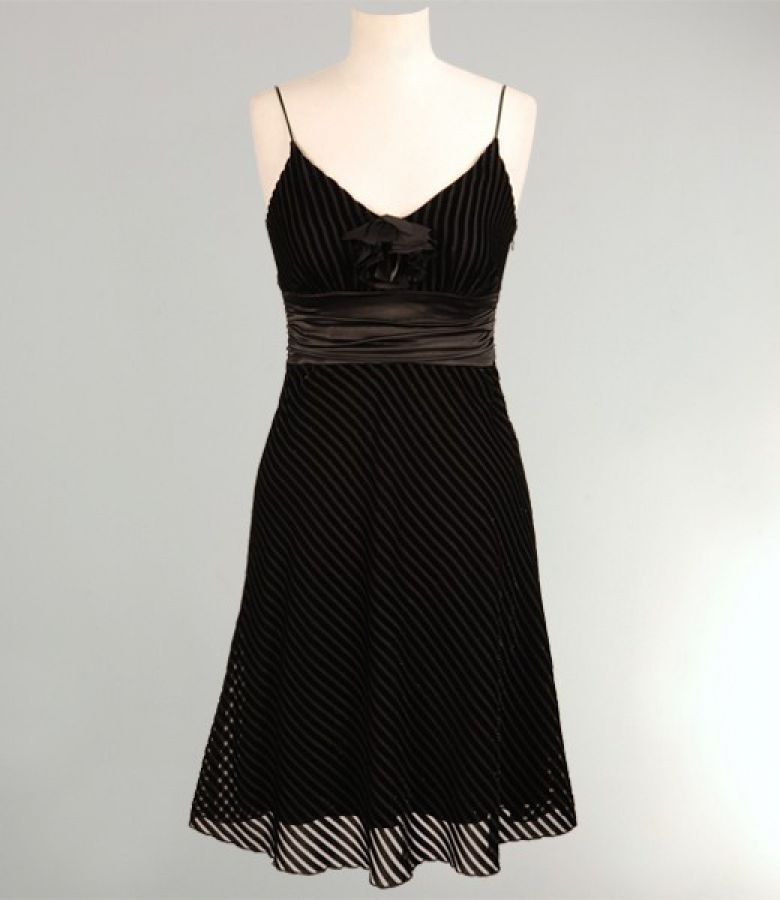 Black velvet dress with satin trim