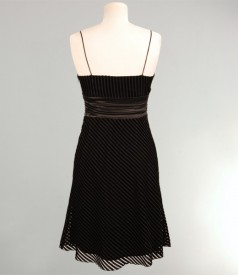 Black velvet dress with satin trim