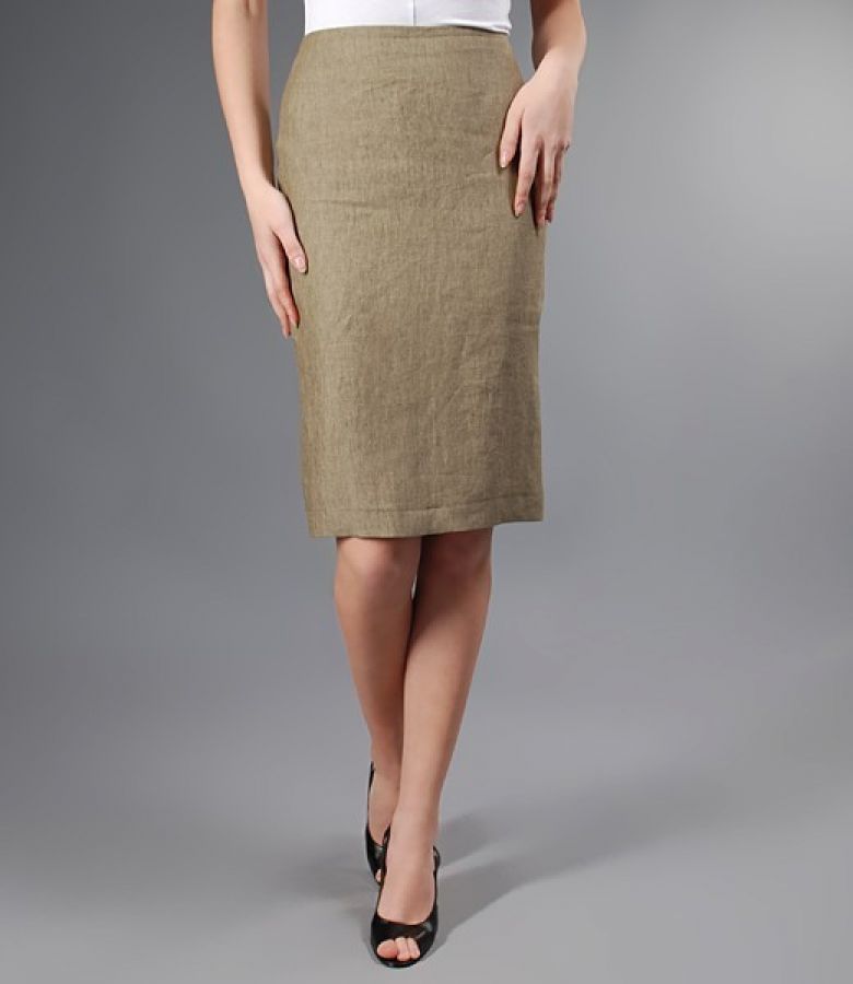 Beige khaki office skirt beige-kaki - YOKKO