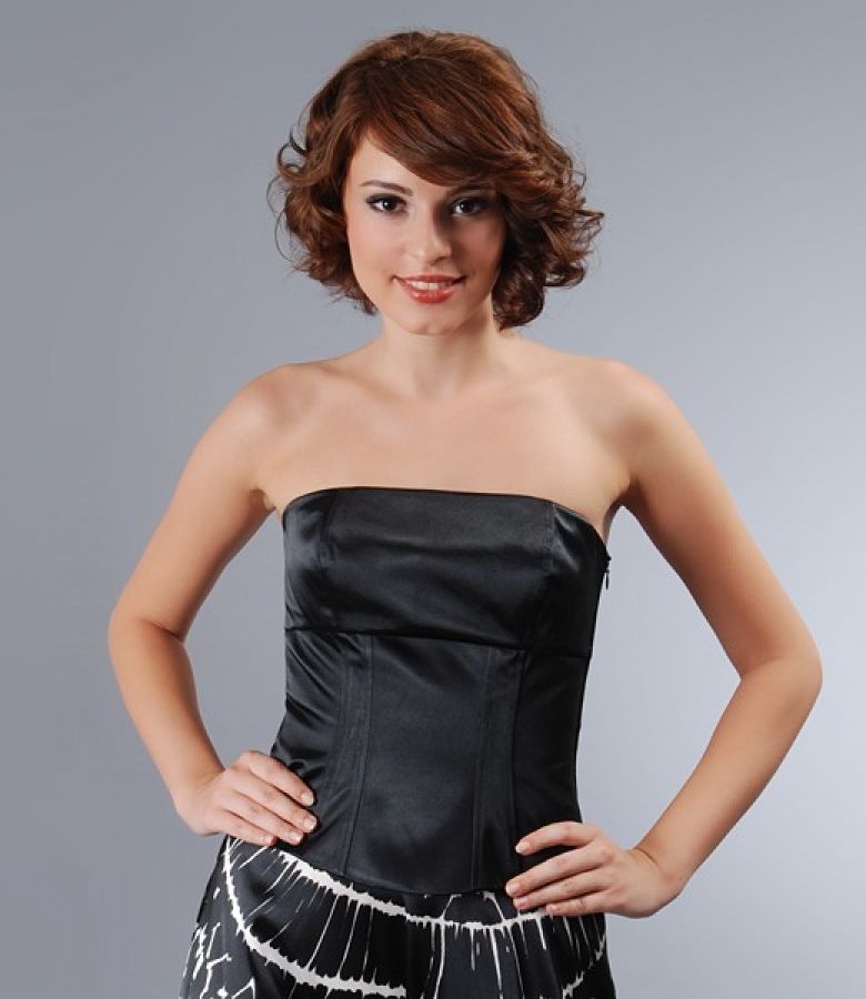 Black elastic satin corset