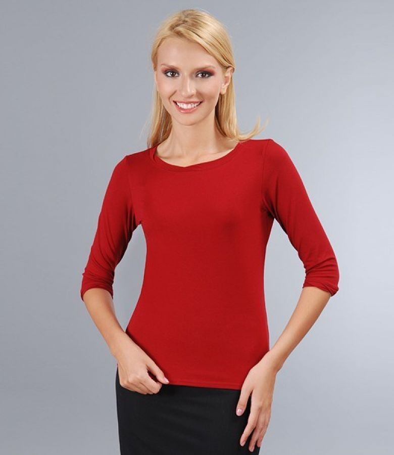 Cherry red jersey t-shirt with trim