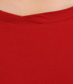 Cherry red jersey t-shirt with trim