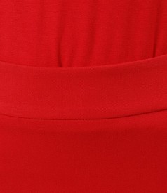 Red skirt with wide belt