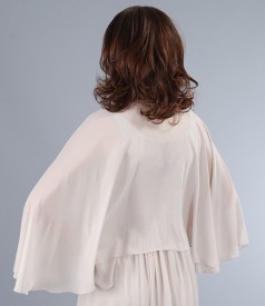 Veil bolero with garnish on neck-cut