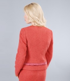 Wool and alpaca loop orange jacket