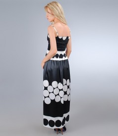 Long dress in printed satin