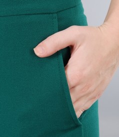 Green office pants with cuffs and pockets