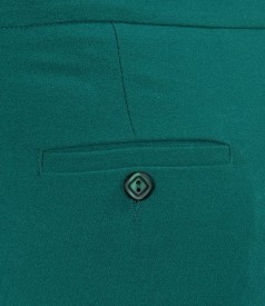 Green office pants with cuffs and pockets