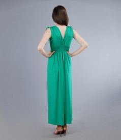 Long jersey dress with overlapped chest