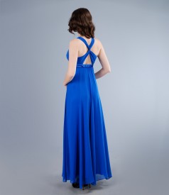 Long veil dress with trim