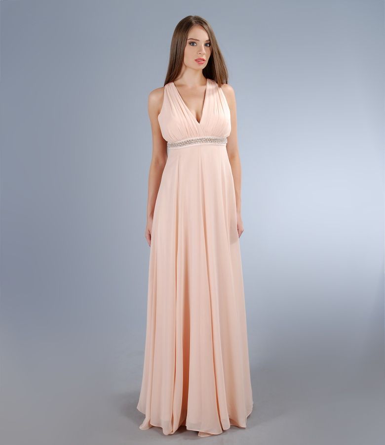 Long veil dress with trim