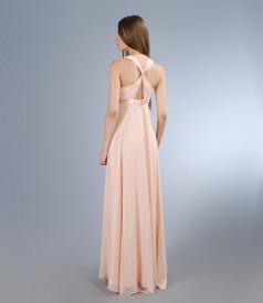 Long veil dress with trim