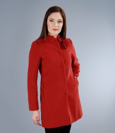 Red coat with pockets and flower