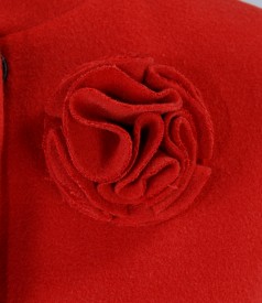 Red coat with pockets and flower