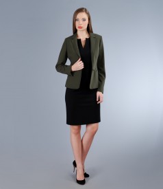 Khaki office outfit from elastic fabric