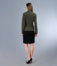 Khaki office outfit from elastic fabric