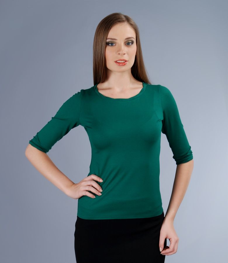 Green jersey t-shirt with trim