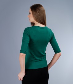 Green jersey t-shirt with trim