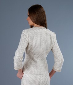 Boucle Jacket with discrete glitter thread and trim