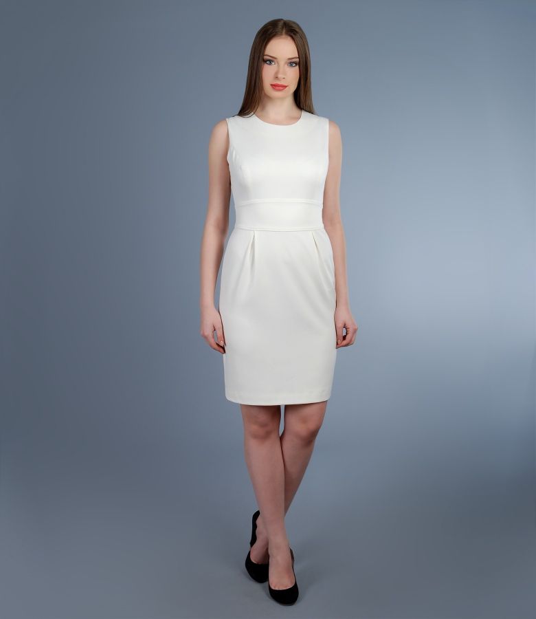White-ecru dress with pleats ivory - YOKKO