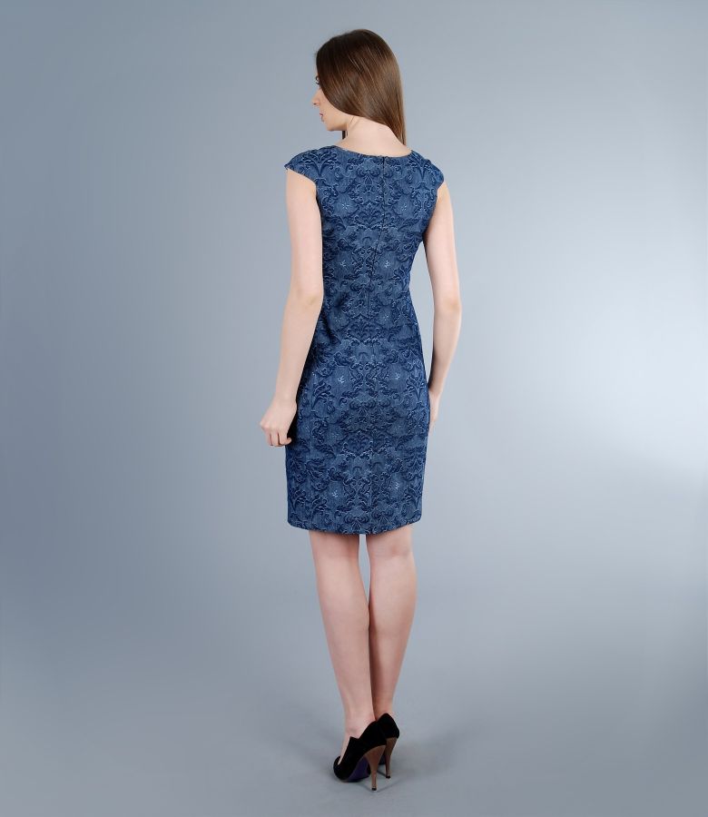 Stretch brocade denim dress dark blue - YOKKO