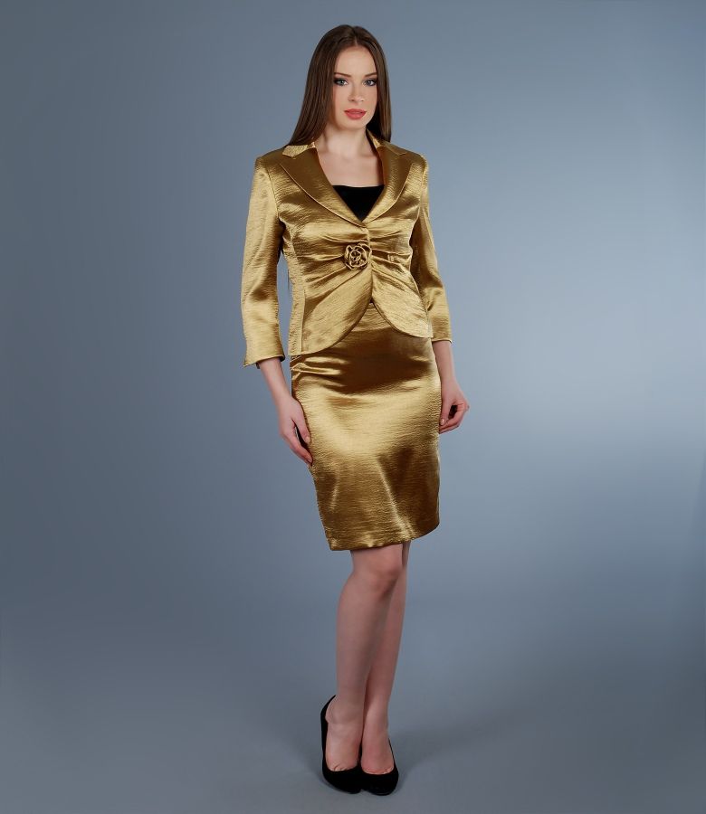 Gold elastic satin outfit