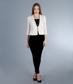 Lace with cotton jacket with velvet trousers