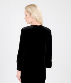 Black stretch velvet bolero