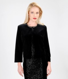 Black stretch velvet bolero