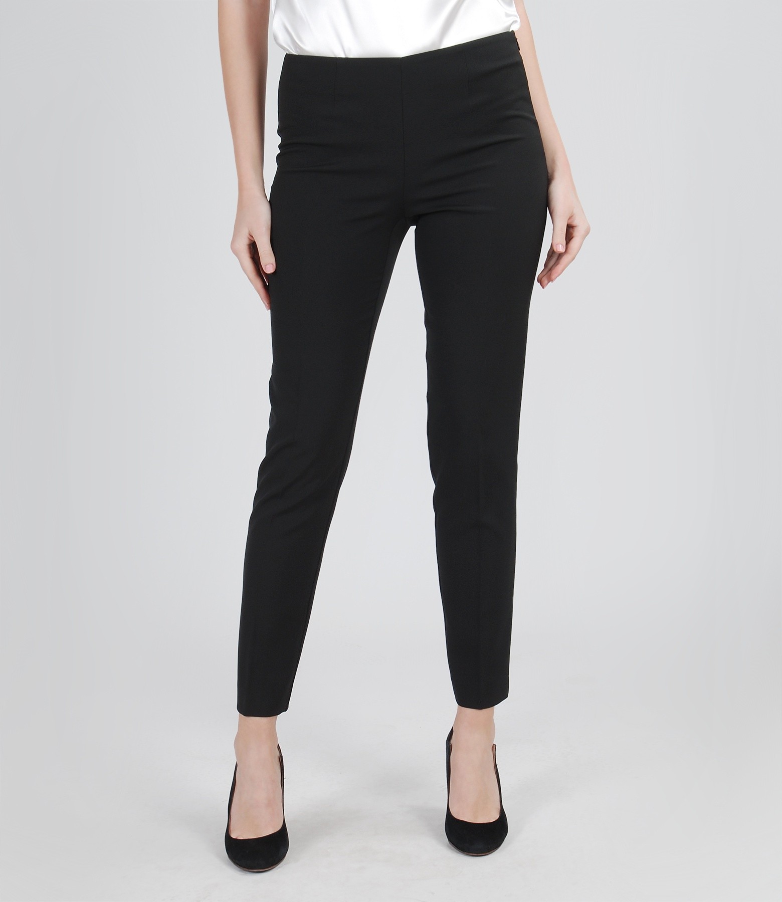 Elegant trousers from elastic fabric black - YOKKO