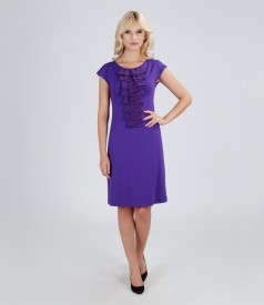 Elastic jersey dress with veil ruffles