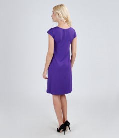 Elastic jersey dress with veil ruffles