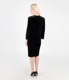 Black stretch velvet bolero with dress