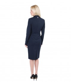 Elastic fabric office outfit with metalic zippers