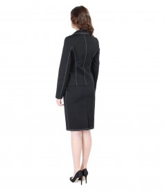 Elastic cotton women office suit with stitches