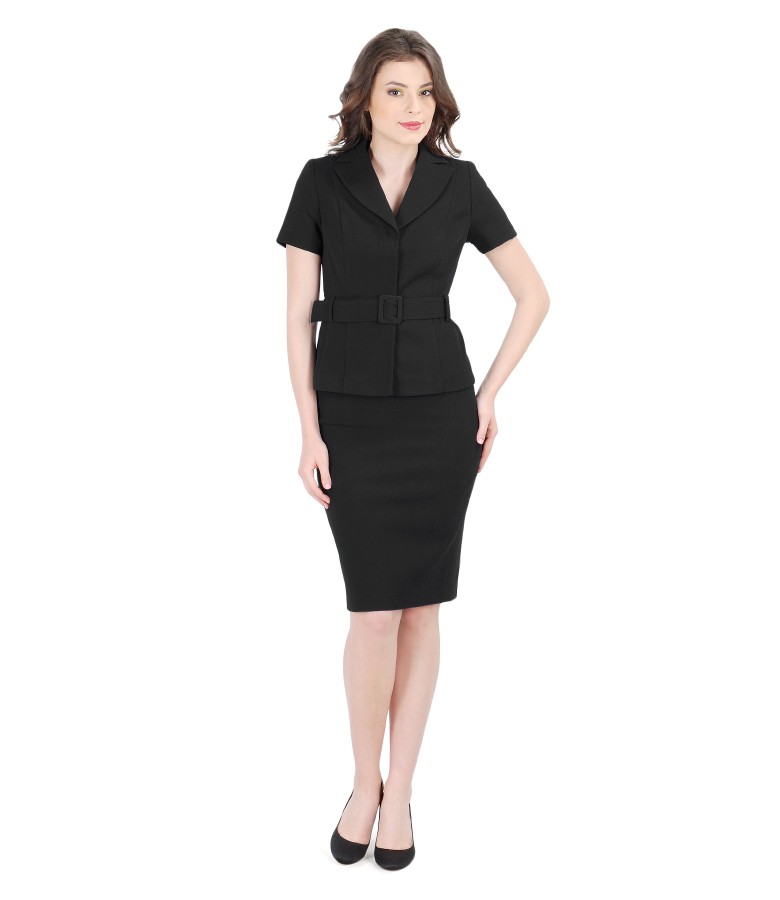 Elastic cotton office outfit with cord - YOKKO