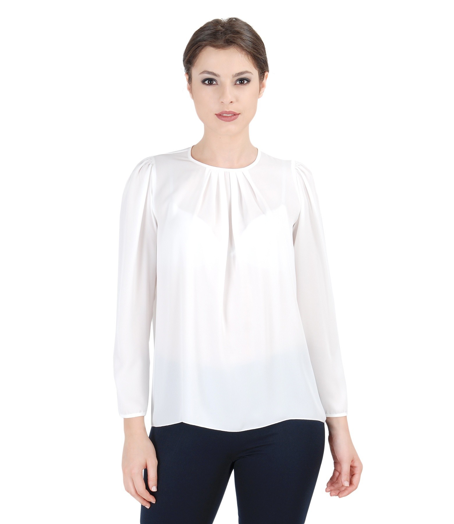 Veil blouse with folds white - YOKKO