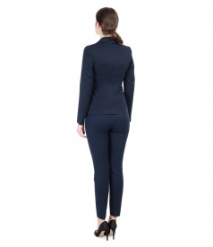 Elastic fabric women office suit with pockets