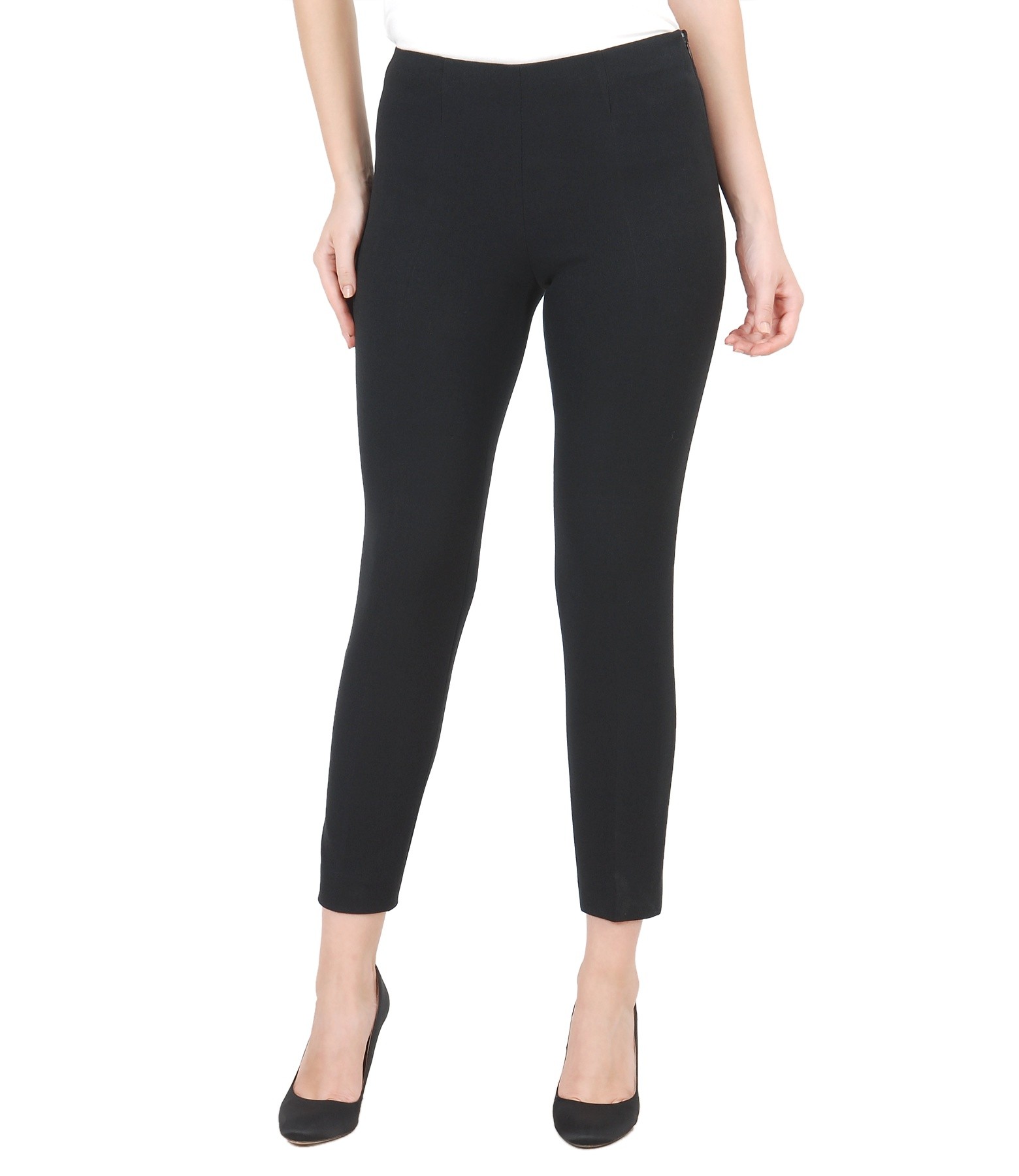 Elegant elastic fabric pants black - YOKKO