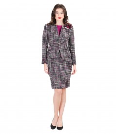 Office outfit from multicolor loops with wool