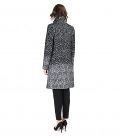 Printed fabric coat outfit with wool