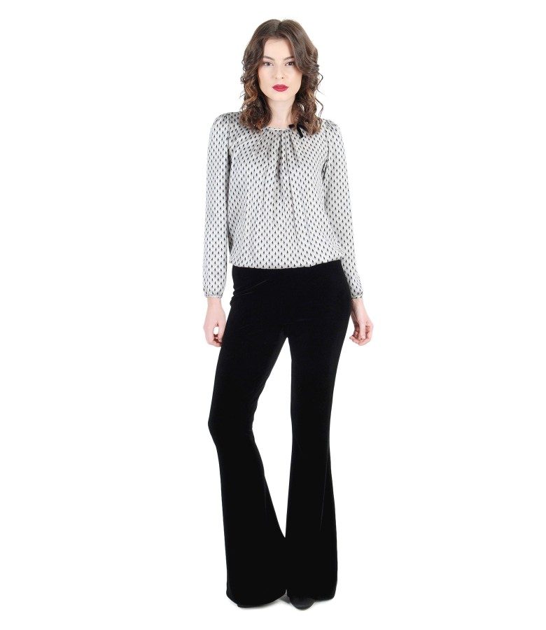 Elastic velvet flared pants elegant outfit