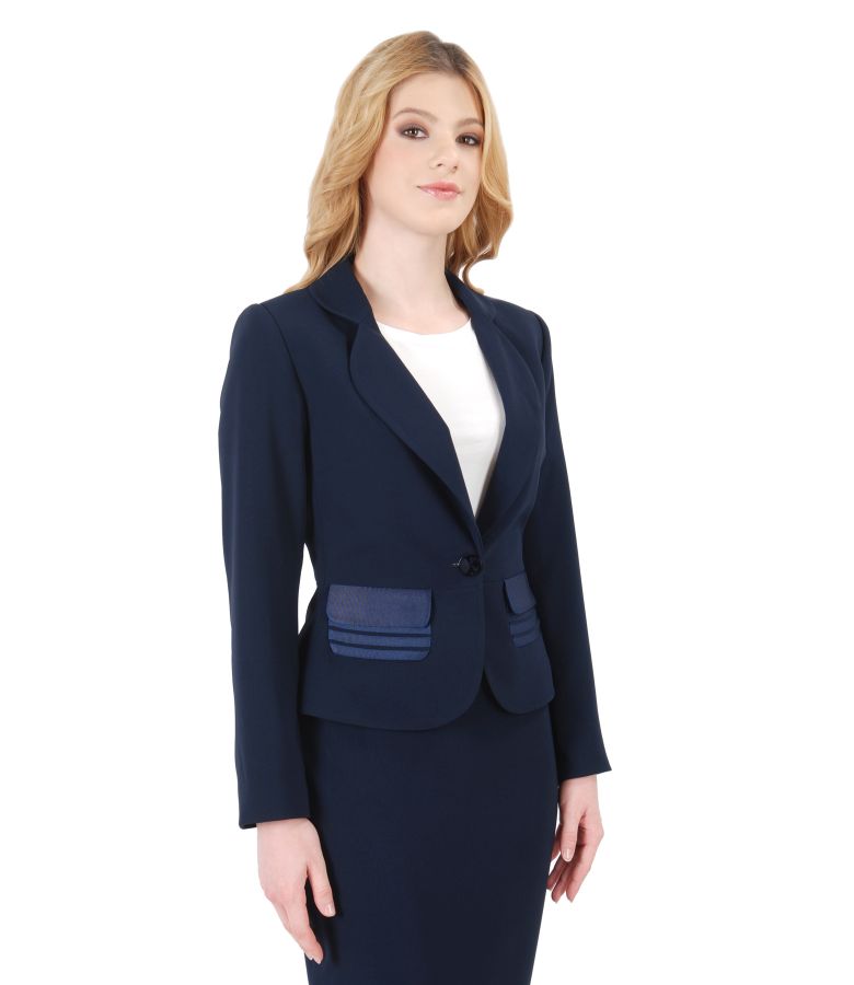 Office jacket with pockets dark blue - YOKKO
