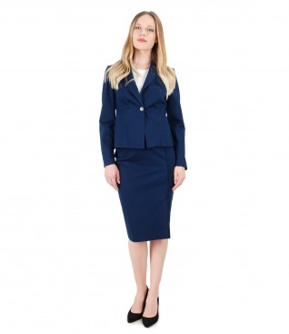 Office womens suit with jacket and skirt with fringes