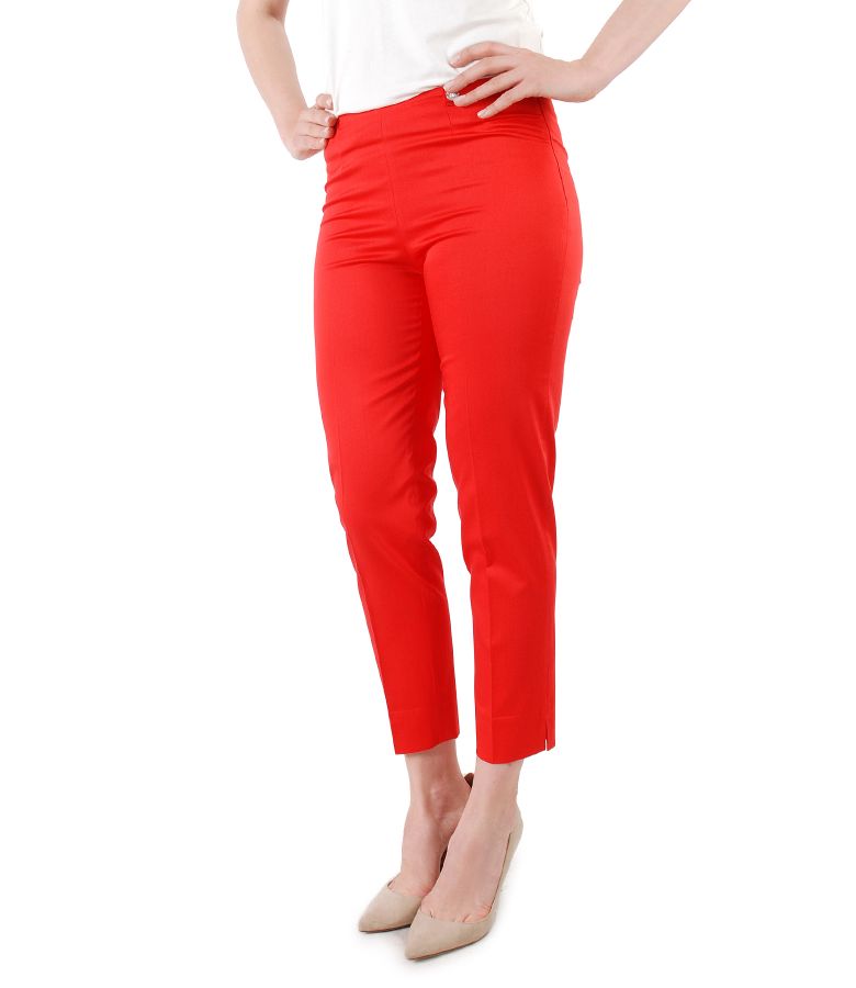 Elastic cotton skinny pants red - YOKKO