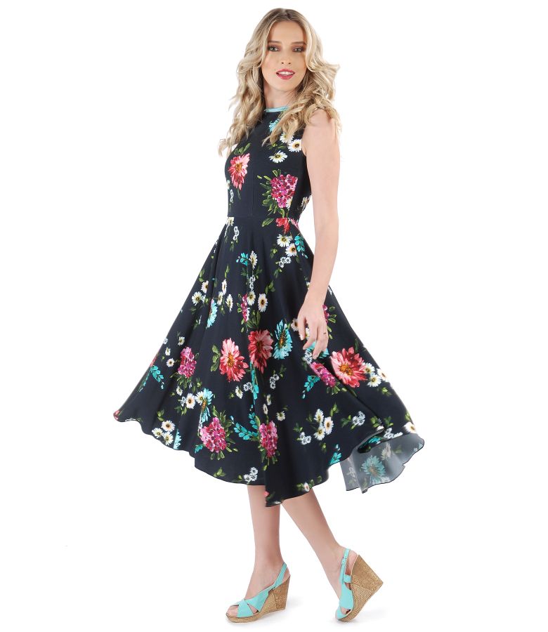 Viscose dress with floral print print - YOKKO