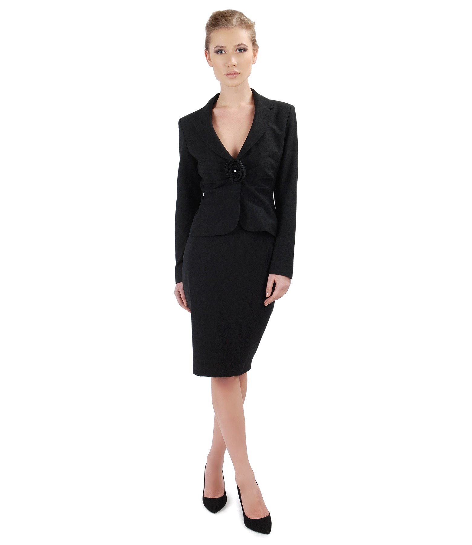 Office women suit with jacket and viscose skirt - YOKKO